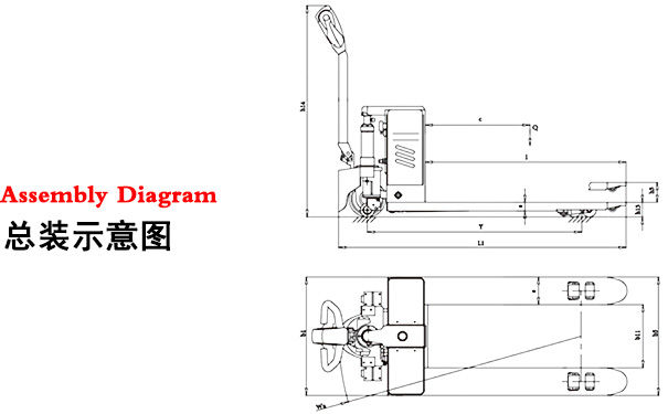 电动搬运车,山野2吨电动地牛C BD20X总装示意图-沈阳兴隆瑞